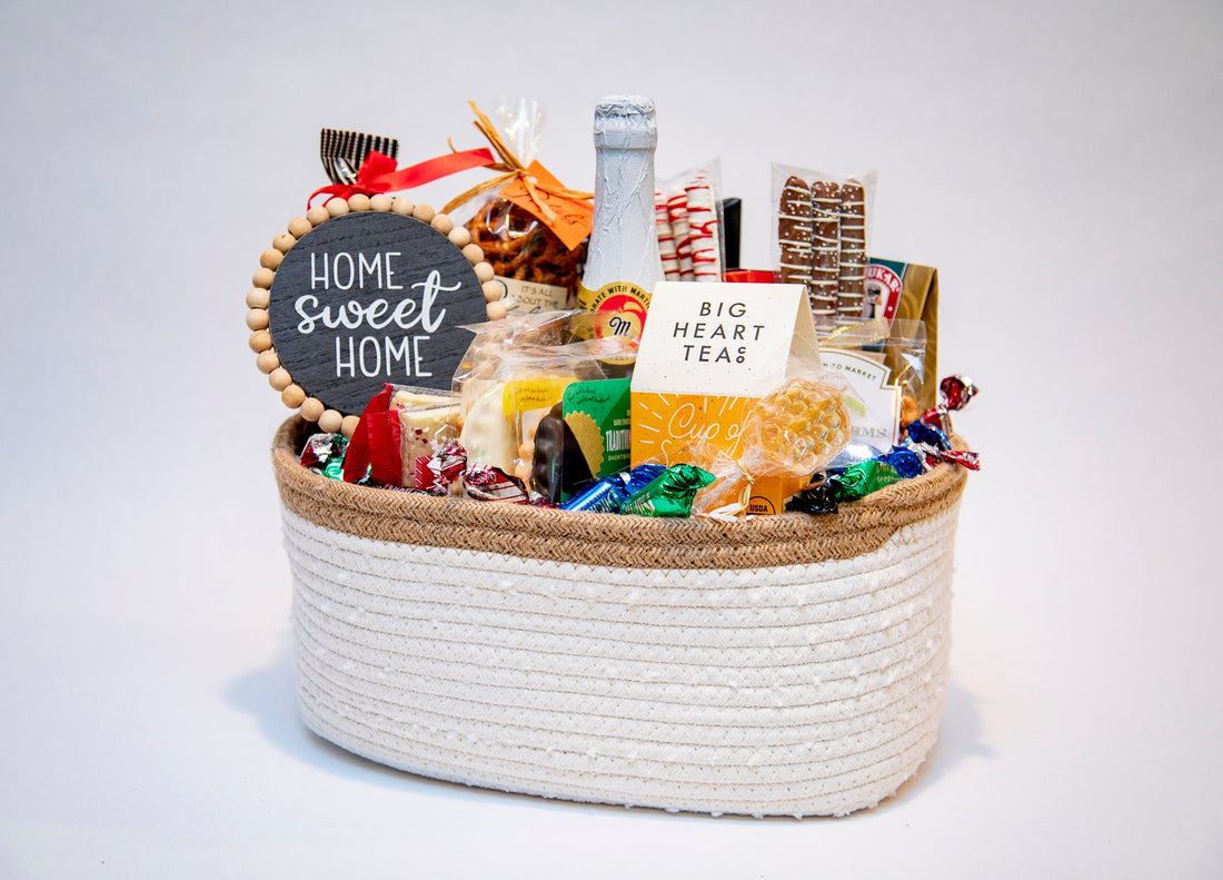 Beach Woven Gift Basket with Sparkling Cider